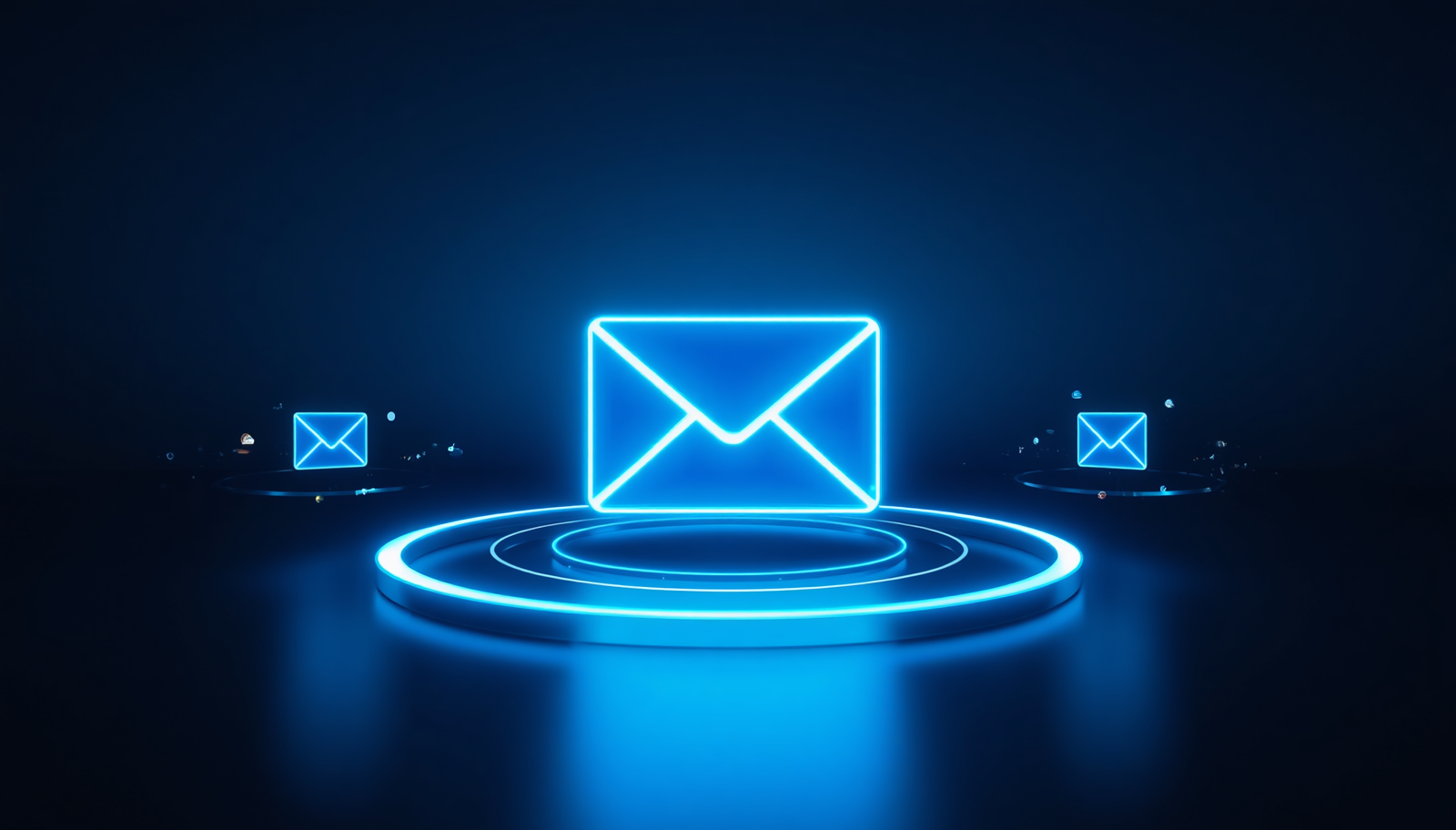 Dijital ağ üzerinde güvenli kurumsal e-postayı temsil eden teknolojik zarf görseli
