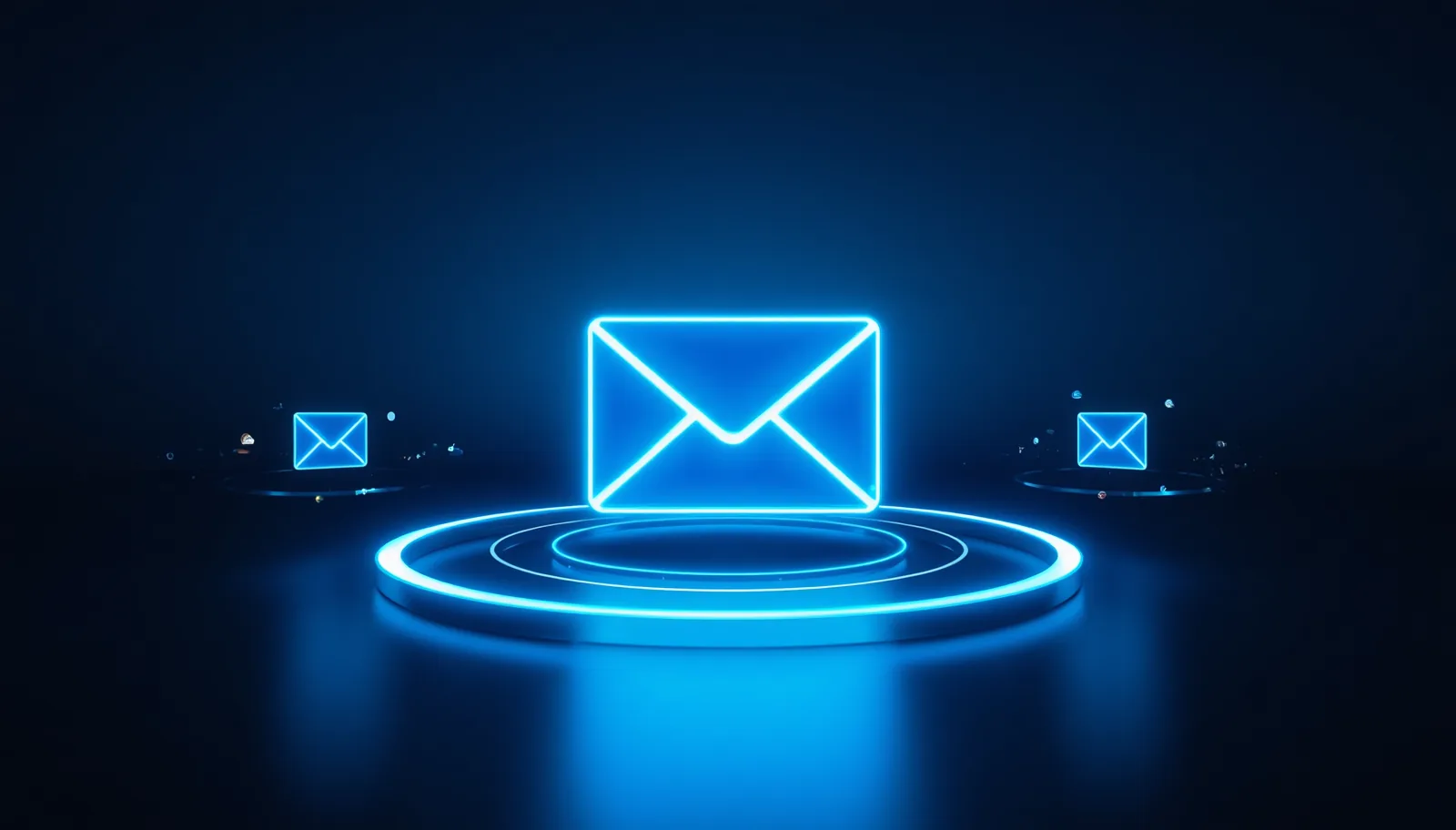 Dijital ağ üzerinde güvenli kurumsal e-postayı temsil eden teknolojik zarf